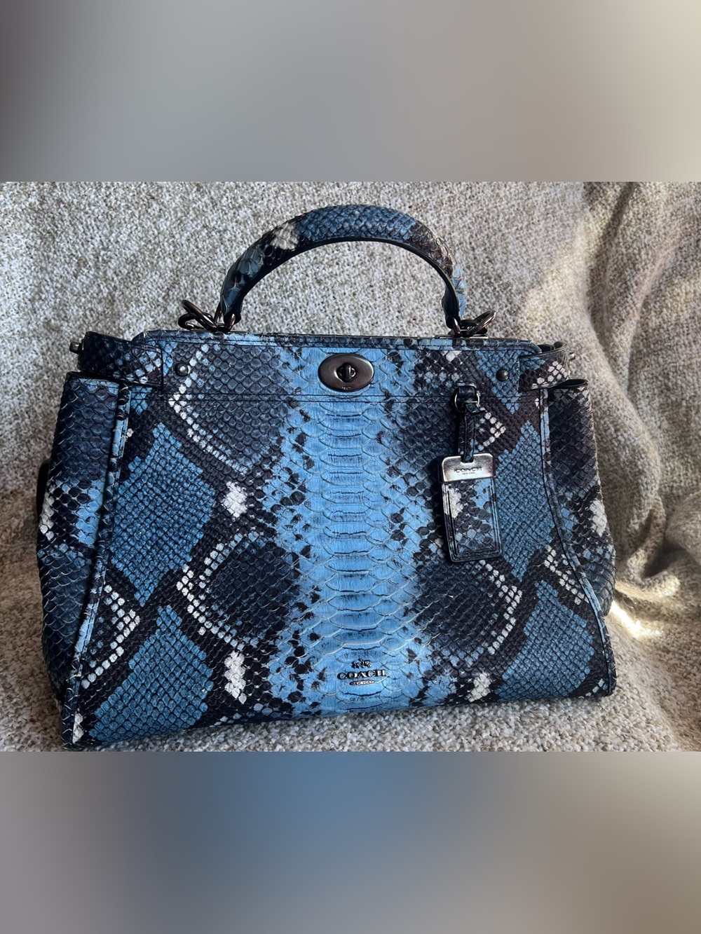 Coach Gramercy Blue Python Satchel